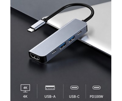 Adaptateur USB-C vers HDMI 5-en-1 4K PD 60W