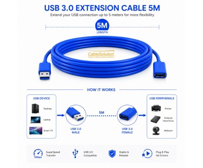 Câble Extension USB 3.0 5M CABLESOLUTION Pro