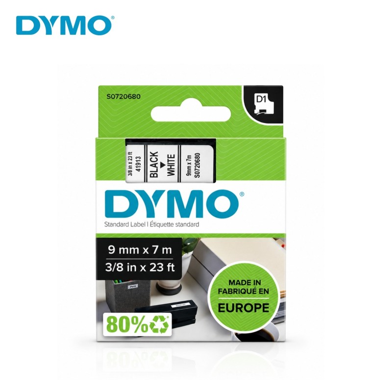 شريط DYMO D1 قياسي 9 مم × 7 م أسود على أبيض