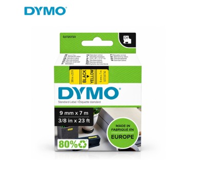 DYMO D1 Étiquette Standard 9 mm x 7 m Noir sur Jaune