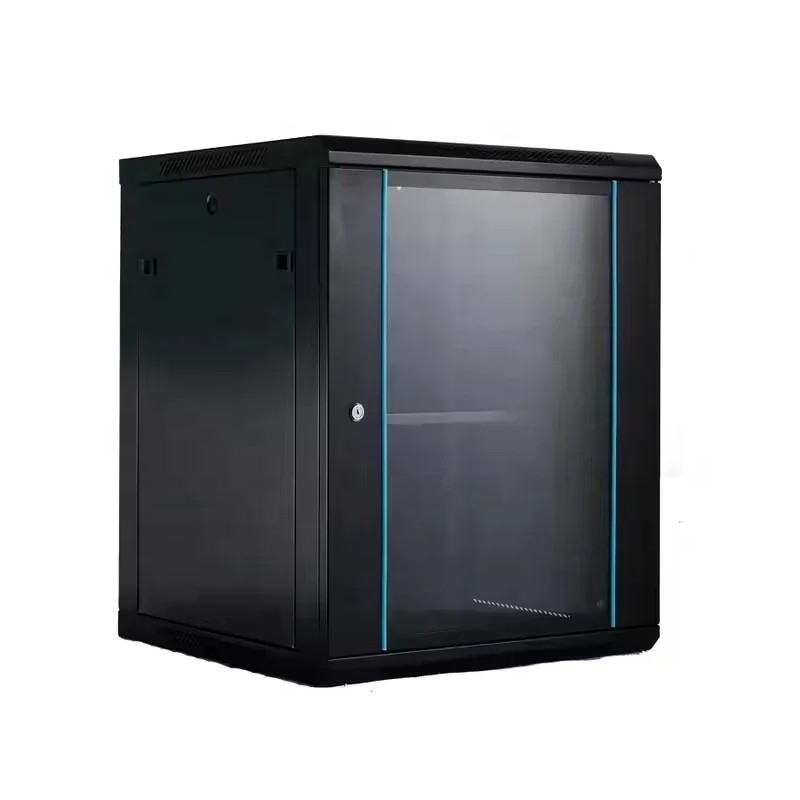 CableSolution Wall-mounted Computer Cabinet 12U 600x450mm – Large Lock, Blue Contour