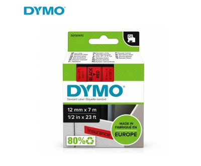 شريط ملصقات DYMO قياسي 12 مم × 7 م أسود على أحمر