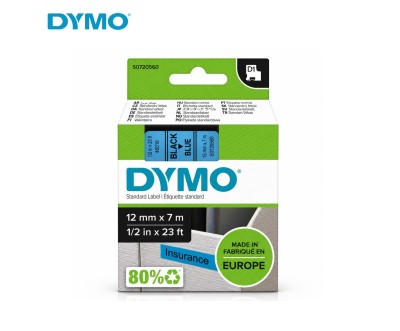 شريط ملصقات DYMO قياسي 12 مم × 7 م أسود على أزرق
