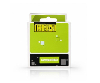 Ruban Compatible DYMO 12 mm x 7 m Noir sur Jaune