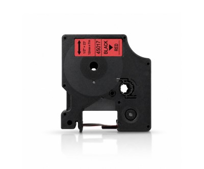 شريط ملصقات متوافق DYMO 45017 مقاس 12 مم × 7 م أسود على أحمر