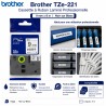 Brother TZe-221 شريط طباعة مغلف 9 مم أسود على أبيض 8 م