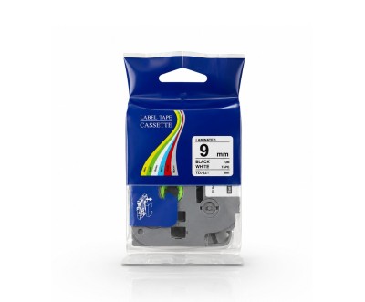 Ruban Laminé TZc-221 Noir sur Blanc 9 mm x 8 m