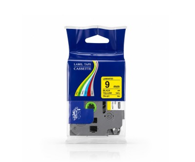 Ruban Laminé TZc-621 Noir sur Jaune 9 mm x 8 m