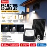 Projecteur Solaire LED 100W 1100 Lumens avec Détecteur PIR