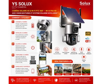 كاميرا Solux Y5 الشمسية 4G PTZ 360° بدقة 4K Ultra HD
