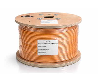 CAVEL CAT7 SFTP 23AWG Network Cable – 500m Spool LSZH Orange – High Performance Copper