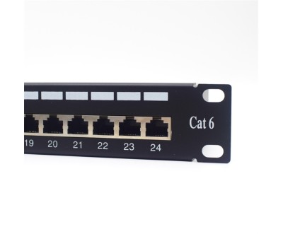لوحة توزيع RJ45 Cat6 بـ 24 منفذ لرف 19 بوصة