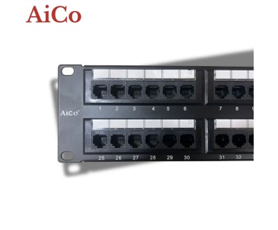 Patch Panel Cat6 48 Ports RJ45 Rack 19” Aico