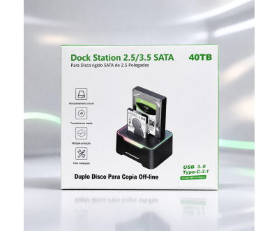 محطة SATA مزدوجة USB 3.0 Type-C مع استنساخ
