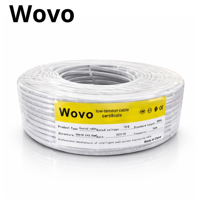 Câble WoVO KX6 + DC 2x0.75mm² 200m CCTV