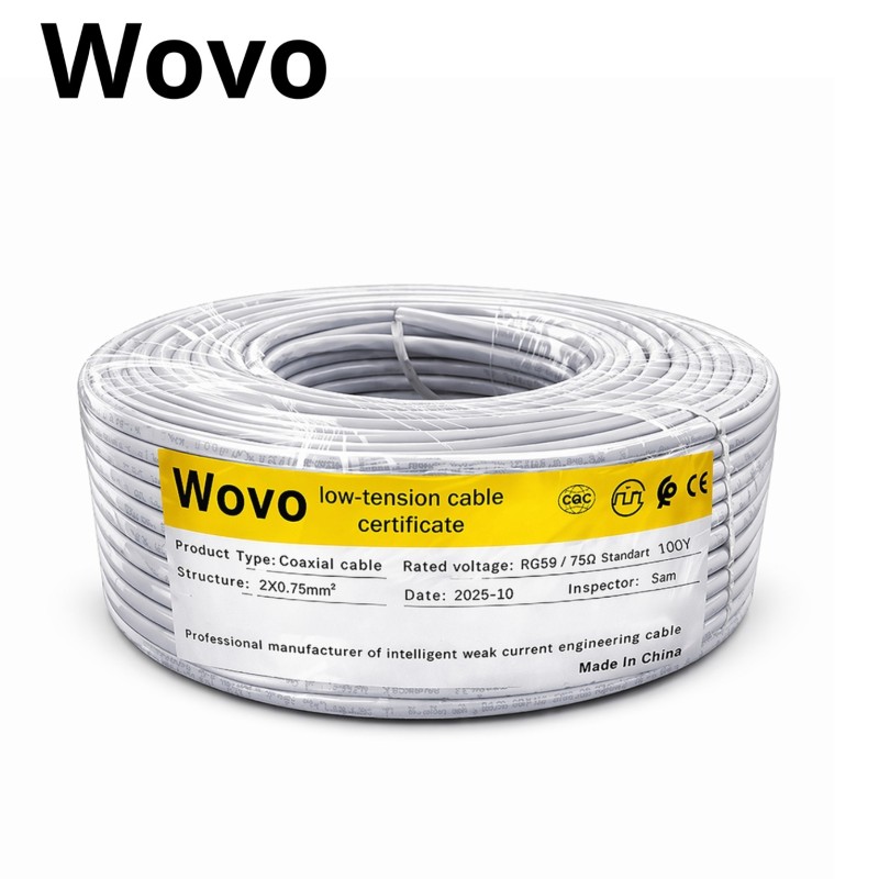 Câble coaxial RG59 75Ω Wovo 100Y basse tension