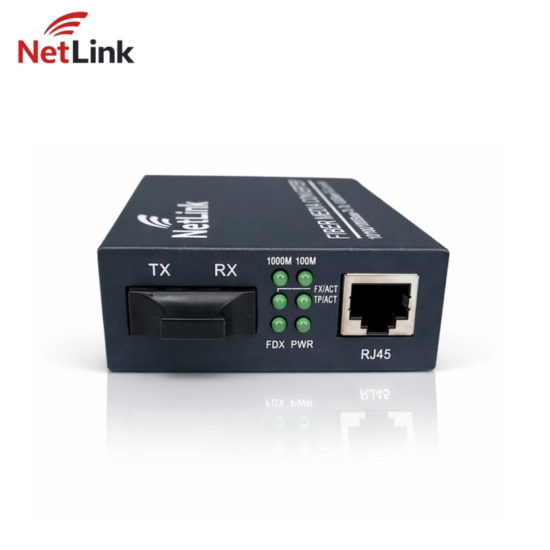 Gigabit Fiber Media Converter RJ45 NetLink 10/100/1000